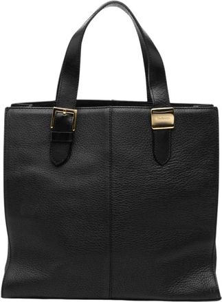 Burberry Pre-owned Handbags, female, Black, Size: ONE SIZE Pre-owned Leather Tote Bag