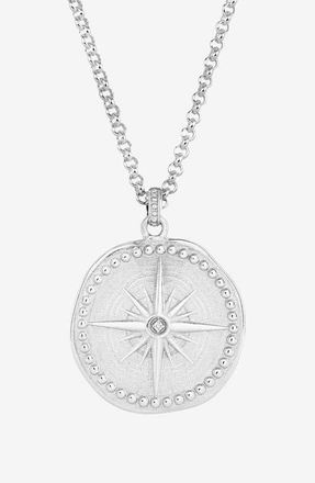 Dower & Hall Mens Diamond True North Talisman Necklace in Sterling Silver at Nordstrom, Size 22