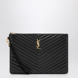 Saint Laurent Cassandre black quilted leather tablet sleeve