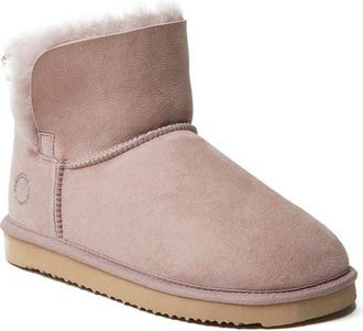 Dearfoams Perth Genuine Shearling Foldover Bootie in Dusty Pink at Nordstrom, Size 11