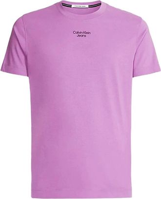 Calvin Klein Jeans Paarse effen ronde hals T-shirt - Heren - T-shirts - Paars - 2XL - Tops
