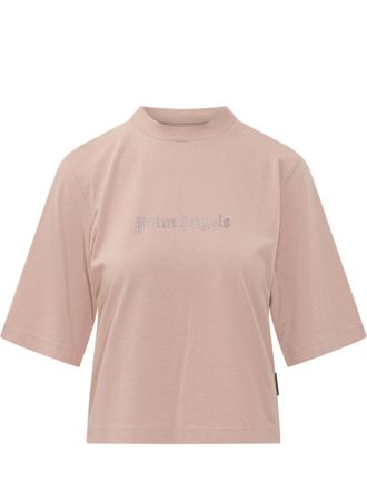 Palm Angels Light Pink Logo Crew Neck T-Shirt