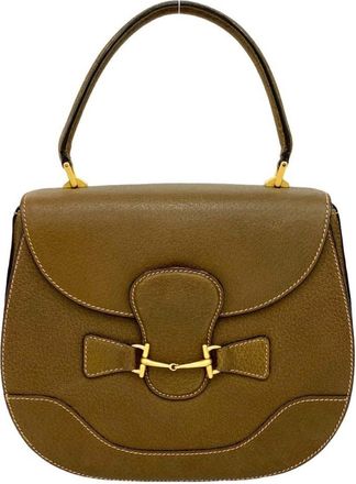 Gucci Brown Leather Handbag Tote Bag (Pre-Owned)