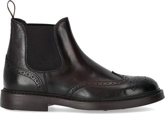 Doucal's Triumph Donkere Chelsea Brogue Enkellaars - Heren - Chelseaboots - Bruin - 43 EU - Leer - Schoenen
