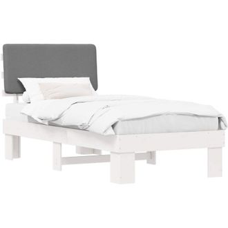 vidaXL Estructura De Cama Con Cabecera Tapizada Gris Claro 90 X 200 Cm Vidaxl