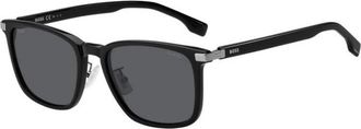 HUGO BOSS Stijlvolle Zwarte Zonnebril - Heren - Zonnebrillen - Zwart - 57 MM - Accessoires