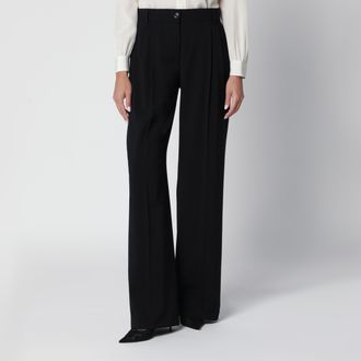 Dolce & Gabbana Double Pinch Black Virgin Wool Trousers