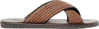 Scarosso Ettore Raffia Sandal - Heren - Sandalen - Bruin - 46 EU - Leer - Schoenen
