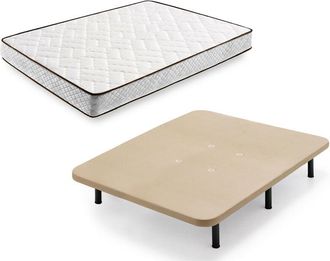 HOGAR 24 Hogar24 - Tm63 - Colch&oacute;n + Base Tapizada Con Patas, Medida 180x190 Cm. Nucleo Alta Densidad Transpirable Con Tejido 3d Y Aloe Vera