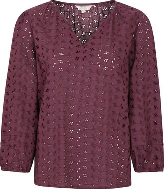 Mountain Warehouse Dames Broderie Lichte 3/4 Mouwen Casual Shirt (Paars)