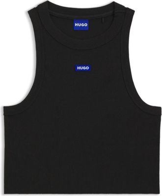 HUGO BOSS Tank top in ribbed stretch cotton with logo badge