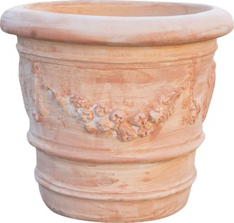 Biscottini International Jarr&ograve;n Redonda De Terracota 50x44 Cm Macetero De Exterior Jardinera De Jard&iacute;n Made In Italy Maceta De Flores Florero De Balc&oacute;n