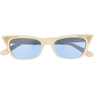 Valentino 57mm Cat Eye Sunglasses in Ivory Ivory Blue at Nordstrom Rack