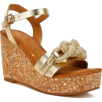 London Rag Emelda Platform Wedge Sandal in Gold at Nordstrom Rack, Size 5