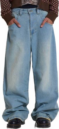 Jaded London Denim Applique Colossus Baggie Jeans In Blue