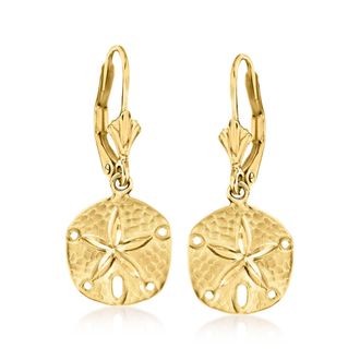 Ross-Simons 14kt Yellow Gold Sand Dollar Drop Earrings