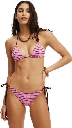 Cotton On Womens Sunspun Micro Knit Tie Side Thong Bikini Bottom in Bon Bon Stripes at Nordstrom, Size X-Small