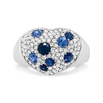 House of Brilliance 18K White Gold Blue Sapphire and 5/8 Cttw Diamond Cluster Heart Shaped Ring at Nordstrom
