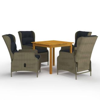 vidaXL Juego De Comedor Para Jard&iacute;n De 5 Piezas Marr&oacute;n Vidaxl