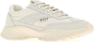 Prada Womens White Suede And Canvas Sneakers Bianco
