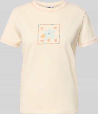 Jake*s Casual T-Shirt mit Motiv und Rundhalsausschnitt in Beige, Gr&ouml;&szlig;e XXL