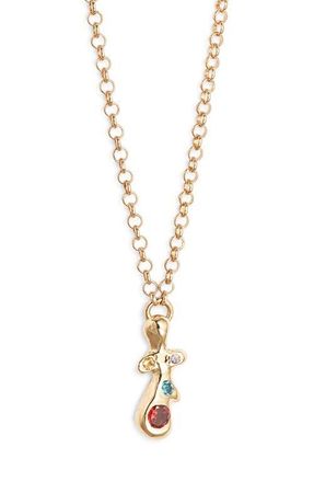 Faris Form Stone Pendant Necklace in Gold Plated Bronze at Nordstrom, Size 18