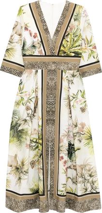 Elie Saab Abito Savannah con stampa - Verde