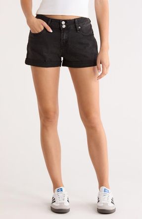 Vigoss Double Button Cuffed Denim Shorts in Washed Black at Nordstrom Rack, Size 24