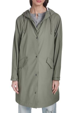 Levi's Water Resistant Hooded Long Rain Jacket in Sage at Nordstrom, Size X-Small