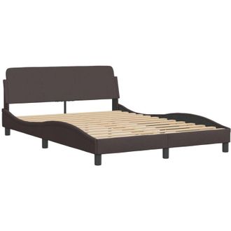 vidaXL Cama Sin Colch&oacute;n Tela Marr&oacute;n Oscuro 140x200 Cm Vidaxl