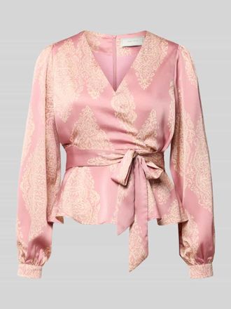 Neo Noir Neo Noir Regular Fit Wickelbluse mit Bindeg&uuml;rtel in Rosa, Gr&ouml;&szlig;e 34