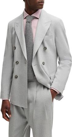 HUGO BOSS Heston Plaid Virgin Wool Suit in Open Grey at Nordstrom, Size 42