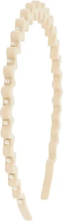 Alexandre de Paris Imitation Pearl Headband in Beige at Nordstrom