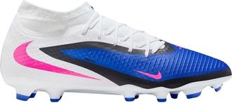 Nike Phantom 6 Academy voetbalschoenen voor heren, voor harde ondergrond (Blauw/Wit/Roze)