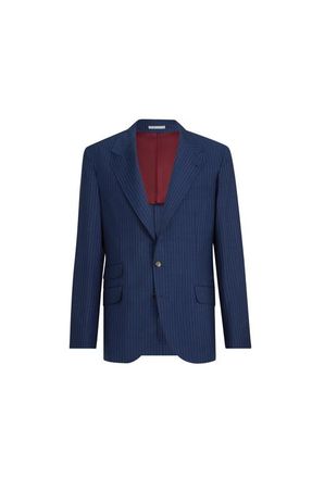 Brunello Cucinelli Chalk stripe deconstructed blazer in Blue at Nordstrom, Size 46 It