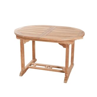 Macabane Mesa de jard&iacute;n extensible ovalada de teca 4/6 personas de 180 cm