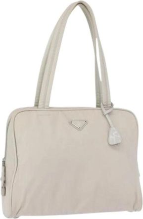 Prada Pre-owned Vintage Nylon Schoudertas - Dames - Vintage Schoudertas - Wit - ONE Size - Nylon - Vintage