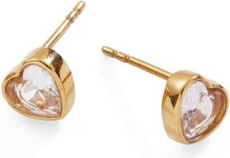 Alex and Ani Crystal Heart Mini Stud Earrings in Gold at Nordstrom