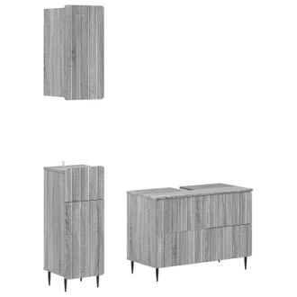 vidaXL Juego De Armarios De Ba&ntilde;o De 3 Piezas Zwolle Sonoma Gris Vidaxl
