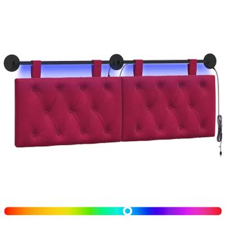 vidaXL Cabecero Colgante Con Luz Led Rojo Vino Terciopelo Vidaxl