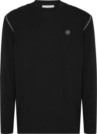 Philipp Plein Round Neck T-Shirt Long Sleeve With Zippers On Sleeves