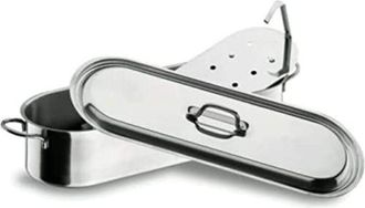 Lacor Pesciera con Griglia, Acciaio Inossidabile, Argento, 50 cm