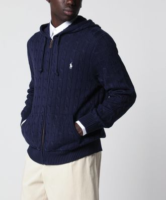 Polo Ralph Lauren Navy blue cotton cable-knit zip-up cardigan