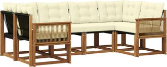 vidaXL Conjunto De Sof&aacute;s De Exterior 6 Uds. Natural Y Crema Vidaxl