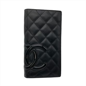 Chanel Black Leather Long Wallet (Bi-Fold) (Pre-Owned)