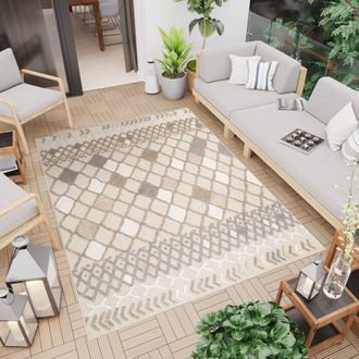 Tapiso Alfombra de exterior de polipropileno en beige y gris 160x220 cm