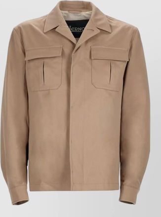 Herno long sleeve coat flap pocket design