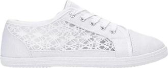Generic Womens Lace Crochet Design Sneakers Ladies Casual Summer Cute Comfort Canvas Trainers Sizes (Navy Blue, UK Footwear Size System, Adult, Women, Numeric