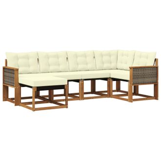 vidaXL Conjunto De Sof&aacute;s De Exterior Con Coj&iacute;n 6 Pcs Natural Y Crema Vidaxl