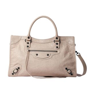 Balenciaga Crinkled Leather Handbag with Stud Embellishment